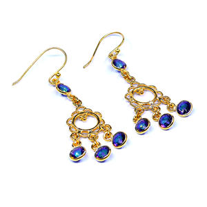 Fashionable Sterling Silver 925 <b>Gold</b> Plated Mystic Topaz Gemstones Hanging Unique Women Wear <b>Earring</b> <b>Set</b> - Product Image 1