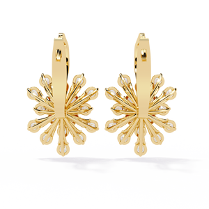 Boucle d'oreille à levier Starburst Round Cut Lab Grown Diamond 14K Solid Gold avec CVD/HPHT Diamond - Product Image 4