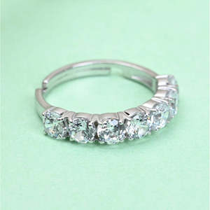 NOVAMART Fine Radiant Cut Diamond 925 Sterling <b>Silver</b> Cluster Eternity <b>Ring</b> with Rhodium Plating & <b>Adjustable</b> Band Wholesale Exp - Product Image 2