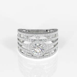 14K <b>Gold</b> Moissanite Diamond <b>Cocktail</b> <b>Ring</b> Round Cut with Elegant Style - Product Image 5