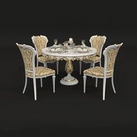 Ensemble table et chaises de salle à manger de luxe en bois fait à la main de qualité supérieure, parfait pour les dîners élégants et les réunions de famille à la maison