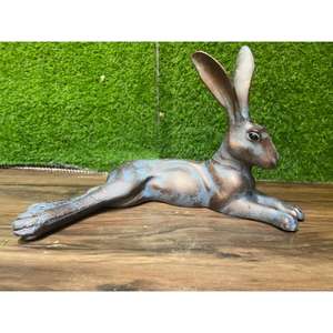 Escultura de Conejo de Bronce Saltando, Artesanía, Adorno de Conejo Antiguo, Decoración de Jardín, Casa de Campo, Figura Decorativa de Pascua - Product Image 1