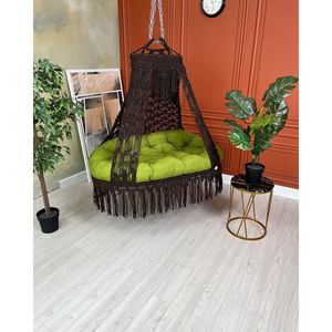 Grande chaise suspendue en macramé pour l'intérieur et l'extérieur, mobilier de patio suspendu pour balcon et salon - Product Image 1