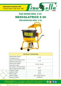 Italian Manufacturer LINO SELLA 60 lt mortar mixer High Quality for Construction with electric motor iron pan mixer for sale - Product Image 3