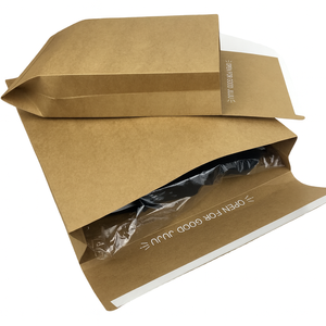 Sac en papier kraft brun personnalisable, enveloppe réutilisable, sac d'emballage publicitaire auto-adhésif avec votre propre logo - Product Image 1