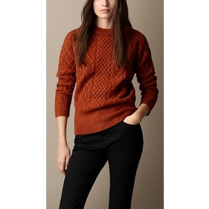 Suéter personalizado de cuello redondo informal de algodón de Invierno para mujer, jersey de cuello redondo con logotipo frontal, proveedor de BD - Product Image 3