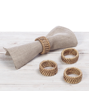 Elegante servilletero de ratán sin pulir, servilletero de hoja de granja, anillo con hebilla, vajilla de 4 piezas, artículo decorativo - Product Image 2