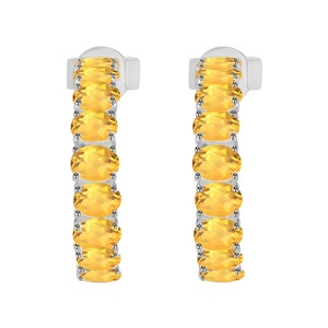 Latest Designer Citrine Gemstone Golden <b>Hoops</b> 925 Sterling Silver <b>Earrings</b> Women Cute Indian Jewelry Manufacturer's Gift Gold - Product Image 2