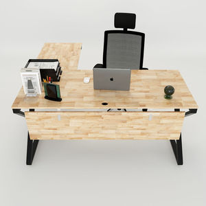 SFXC003-Minimalist Design Wood and Iron 'L' Shaped <b>Corner</b> <b>Desk</b> High Quality Rubberwood with 'X' Shaped Iron Legs - Product Image 3
