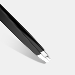 Pinzas de vestir para cejas de diseño inclinado de acero inoxidable personalizadas con punta puntiaguda impresa con logotipo recto OEM - Product Image 2