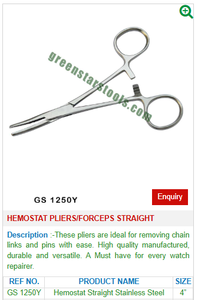 Alicates/fórceps hemostáticos rectos de acero GS 1250Y, herramientas esenciales de joyería para joyeros - Product Image 2