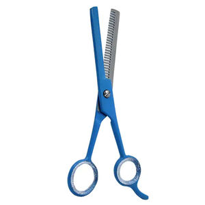 Tijeras de adelgazamiento del cabello de peluquero profesional, tijeras de dientes más delgadas con revestimiento de papel azul de 6 pulgadas con reposapiés - Product Image 4