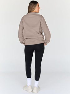Sudadera con capucha de gran tamaño para mujer con cuello simulado impreso largo Casual moda sostenible para la temporada de otoño invierno - Product Image 3