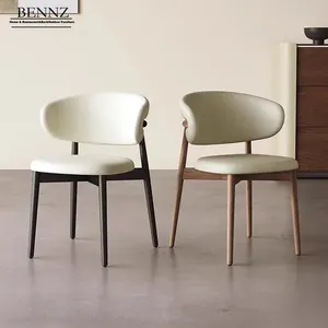 BENNZ 고귀한 단단한 나무 오크 나무 식탁 및 의자 현대 미니멀리스트 디자이너 식당 의자