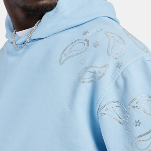 2025 nouveau meilleure qualité respirant de haute qualité bas quantité minimale de commande personnalisé surdimensionné sweats à capuche pour hommes pas cher prix strass à capuche hommes - Product Image 4