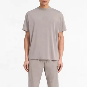 Camisetas de secado rápido transpirables ecológicas de 100% algodón de gran tamaño de peso pesado, conjunto corto de hombros caídos con estampado personalizado de talla grande - Product Image 5