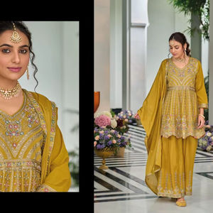 Salwar Kameez Étnico para Mujer con Tela Chinon Bordada (Delantera y Trasera) para Bodas y Diwali - Product Image 2