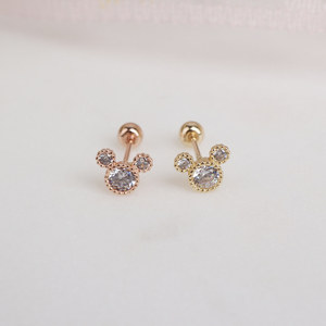 Của Phụ Nữ Hợp Thời Trang Đơn Giản Minnie Chuột Zirconia Cubic 14K Vàng Mỹ Stud Bông Tai K-Đồ Trang Sức Của Bán Buôn Cơ Bản Piercing Đồ Trang Sức Tuyệt - Product Image 6