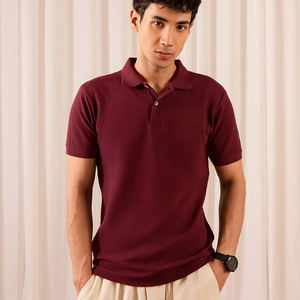 Polos rojos corporativos personalizados para hombres, suministro OEM 100% de algodón de manga corta, antiarrugas, transpirable, cómoda ropa de negocios - Product Image 1
