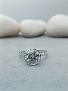 Anillo de Compromiso con Diamante Cultivado en Laboratorio de 2.0 CT, Forma Redonda, Oro Blanco, Certificado, para Anillo de Boda, Chapado en Oro - Product Image 3