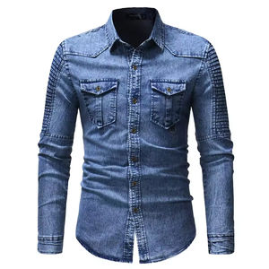 Camisa Vaquera Clásica Transpirable de Alta Calidad para Hombre con Dos Bolsillos Delanteros, Estilo Casual con Lavado Vintage - Product Image 1