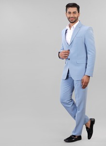 ชุดสูทผู้ชายสีฟ้าอ่อนคุณภาพพรีเมียม 2 ชิ้น สำหรับงานแต่งงาน งานเลี้ยง และงานธุรกิจ ราคาส่งจากอินเดีย - Product Image 2