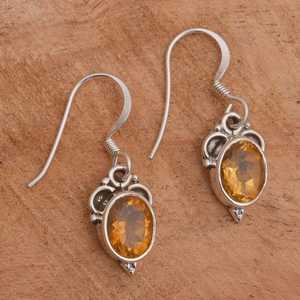 Boucles d'oreilles en citrine, pierre précieuse, argent sterling 925, bijoux faits à la main, cadeau de naissance de novembre pour femmes - Product Image 2