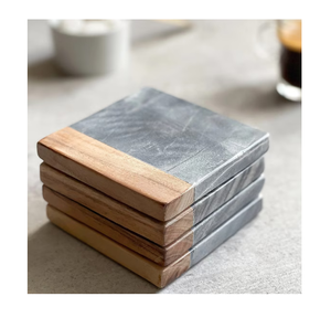 Posavasos de mármol y madera hexagonal, juego de posavasos y almohadillas, Cuadrado redondo para bebidas, la venta más vendida - Product Image 2