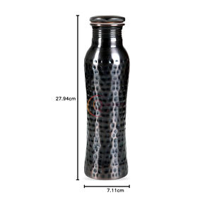 Pure Metal Copper Hammered Design <b>Black</b> Color Finishing Bedroom <b>Bottle</b> With Hammered Design Best For Ayurvedic Health Benefits - Product Image 4
