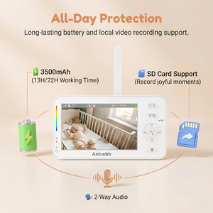 Anicebb ABM206 Moniteur vidéo intelligent <span class=keywords><strong>pour</strong></span> bébé double mode avec Wi-Fi et application téléphonique, caméra HD 1080P, écran IPS 4,3 pouces, suivi automatique, caméra de surveillance - Product Image 4