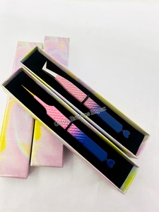 Alta calidad, volumen ruso, revestimiento en polvo de doble Color, lado trasero recto, recorte de corazón, pinzas de extensión de pestañas, herramientas de belleza - Product Image 3