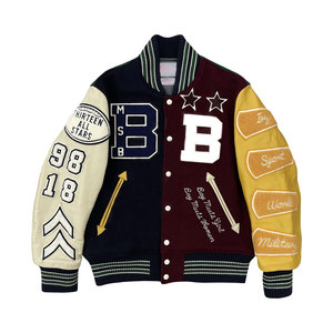Alta calidad Vintage invierno otoño hombres cuero béisbol Letterman Varsity chaqueta fabricante personalizado tela de lona - Product Image 1