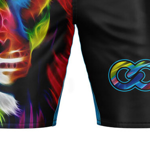 Custom Sublimated <b>Combat</b> Sports MMA <b>Shorts</b> Reinforced Stitching Satin Polyester Cartoon Pattern Breathable Windproof Drawstring - Product Image 4