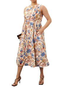 Robe florale beige décontractée pour femmes à la demande Fêtes à la plage Vacances et week-ends détendus pour un approvisionnement mondial - Product Image 3