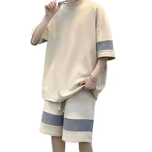 GYM ACTIVE ENTERPRISES Custom Men's Oversized Black Breathable <b>Knitted</b> Polyester Winter T-Shirt Shorts <b>Set</b> 2-Piece Tracksuit - Product Image 4