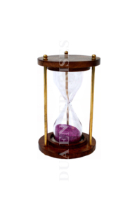 Reloj de arena de latón de madera personalizado al por mayor, reloj de arena hecho a mano, líquido colorido de calidad brillante para decoración del hogar, brújula incluida - Product Image 5