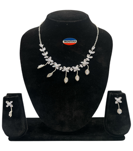 B22 élégant Vintage en acier inoxydable ensemble de bijoux diamant élégant classique collier boucles d'oreilles pour les mariages fêtes traditionnelles - Product Image 1