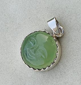 Colgante de Prehnita natural, colgante de plata de ley 925, colgante de piedras preciosas de Prehnita hecho a mano, regalo - Product Image 1