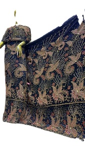 Tissu George perlé de luxe avec broderie et franges en polyester pour les travaux décoratifs - Product Image 3