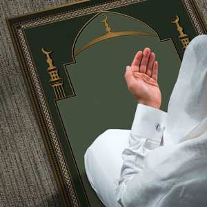 พรมละหมาดลายทองสีเขียว: พรมละหมาดมุสลิมแบบพิมพ์ลาย, พรมบางแบบไม่ถักทอ - Product Image 3