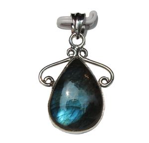 Rudra Gems - Colgante Unisex Bohemio de Plata de Ley 925 con Cabujón de Labradorita de Madagascar en Forma de Gota, Piedras Curativas - Product Image 5