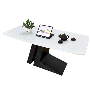 โต๊ะอาหารทรงสี่เหลี่ยม BA68118 ขนาด 140/160x80 ซม. ท็อปหินและขาเหล็ก โต๊ะรับประทานอาหารหินอ่อนประกอบสำเร็จ - Product Image 2