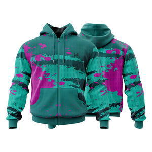 Sweat à capuche camouflage ample et oversize pour homme, en tricot d'hiver, 360g polyester/coton, respirant, anti-froissement, séchage rapide, fermeture éclair - Product Image 3