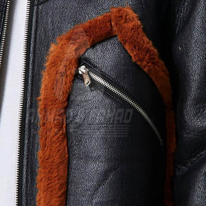เสื้อแจ็คเก็ตหนังบุขนแกะมีฮู้ดสำหรับผู้ชาย พร้อมโลโก้ด้านหน้า บุซับในมาตรฐาน เหมาะสำหรับกิจกรรมกลางแจ้งในฤดูหนาว - Product Image 5