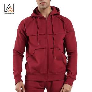 Point rugueux Sweat à capuche design rugueux pour hommes Pull à capuche avec tissage inversé et coutures brutes contrastées à l'intérieur brodé - Product Image 1