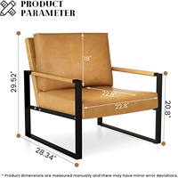 Meubles au design de luxe Fauteuils d'appoint en cuir PU Fauteuil Midcentury avec coussin ergonomique extra-large Canapé de salon robuste