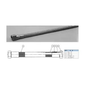 Tubería de fuelle con extremos de tubo roscado de PTFE externo, manguera flexible, de acero inoxidable, de acero inoxidable