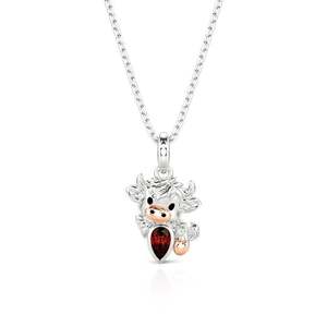 Collier avec pendentif vache des Highlands plaqué or Jeulia avec pierre de naissance en perle - Product Image 1