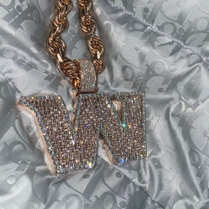 Collar con Colgante de Diamantes VVS Clearty, Chapado en Oro Rosa, Plata de Ley, Joyería Fina para Fiestas de Hip-hop - Product Image 4