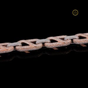 Rose Gold Two Tone <b>Iced</b> <b>Out</b> Cuban <b>Chain</b> 925 Silver Moissanite Unisex Necklace-Hip Hop Style by Shreya Diam - Product Image 3
